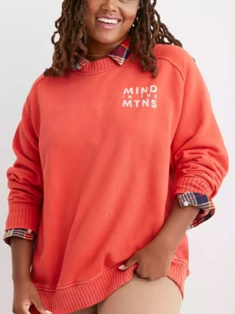 Aerie - Down-To-Earth Oversized "Mind In The Mountains" Red Crew Sweatshirt - XL